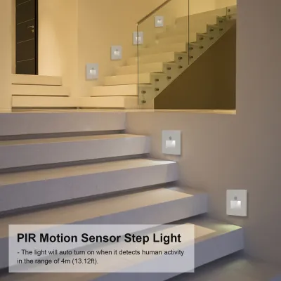 Produktbild von 6 Stücke LED Nachtlicht mit Bewegungsmelder Sensor Lampe Treppenlicht Nachtleuchte Wandleuchte Nachtlampe (AC 220V, Weiß)