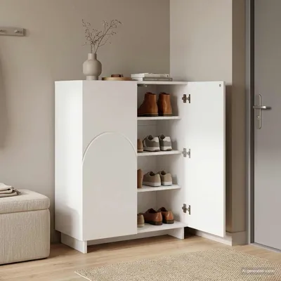 Produktbild von Möbel Schuhschrank 73 x 38 x 87,5 cm Holzwerkstoff Weiß - Schuhregale &9541