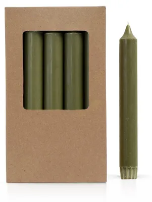 Immagine prodotto di Candele in cera rustiche – Verde muschio – Diametro 2,2 cm × 19 cm – Confezione da 10 pezzi