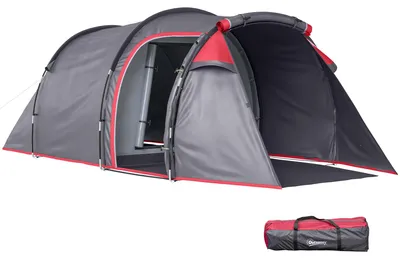 Produktbild von Outsunny Zelt für 2-3 Personen 190T Tunnelzelt Campingzelt Glasfaser Grau