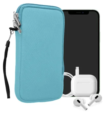 Produktbild von kwmobile Neopren Handytasche für Smartphones XL - 6,7/6,8" - Handy Tasche mit Reißverschluss - Handyhülle universal Hellblau
