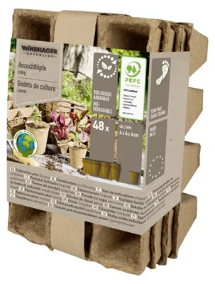 Produktbild von Windhager Anzuchttöpfe 12 x 4 cm, 48 Stück