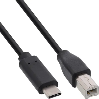 Produktbild von InLine USB 2.0 Kabel, USB-C Stecker an B Stecker, schwarz, 0,5m, 0,5 m, USB C, USB B, USB 2.0, Stecker/Stecker, Schwarz