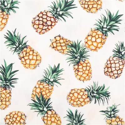 Produktbild von Baumwollstoff Meterware Popeline Stoff Ananas ecru gelb grün 140cm