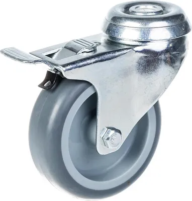 Produktbild von 75mm 3" Rolle grau gummibereift, drehbar mit Bremse, 60kg Tragkraft