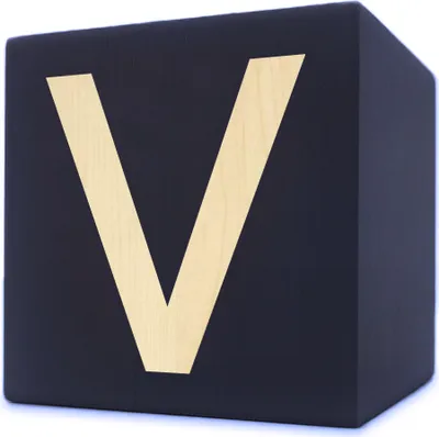 Image de Lettre en bois cube, 5 x 5 cm, noir, lettre V