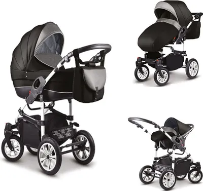 Produktbild von Kinderwagen-Set Craft 4 in 1 in Schwarz-Grau - 16 Teile - in 18 Farben erhältlich