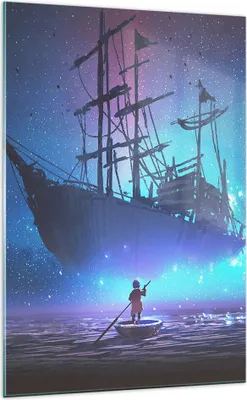 Produktbild von Bilder auf glas - Einteilig - Märchen Segelschiff - 70x100cm - Glasbilder - Wandbilder - Bilder - zum Aufhängen bereit - Wanddekoration aus Glas - Glas Bilder - Wandbild auf Glas - GPA70x100-4034