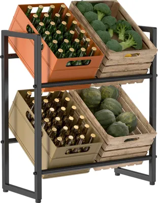 Obrázek produktu pro Izrielar Stojan na nápojové přepravky 71x32x80cm Pro 4 přepravky Kovový držák na nápojové přepravky S nastavitelnými nožičkami Rychlá montáž 3 kusy
