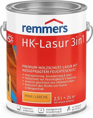 Produktbild von Remmers HK-Lasur 3in1 pinie/lärche (RC-260) 2,5 l, Holzlasur aussen