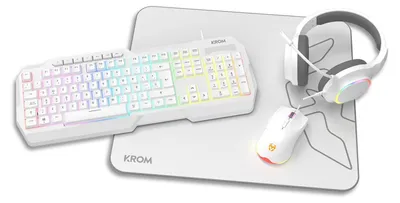 Zdjęcie produktu dla Krom Kenta, Przewodowa, USB, Membranowa, QWERTY, RGB LED, Biały