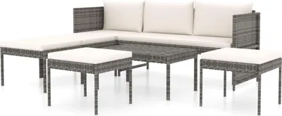 Obrázek produktu pro vidaXL 6dílná zahradní lounge souprava s polštáři Poly Rattan Grey