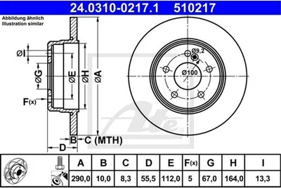 Produktbild von ATE Bremsscheiben (2 Stück) Hinterachse 24.0310-0217.1
