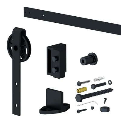 Produktbild von Landhausstil Schiebetürbeschlag SLID'UP 240, Speichenrad Optik, Scheunentor rustikal, Laufschiene 190 cm, 1 Tür bis 100 kg