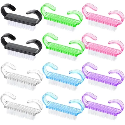 Produktbild von Nagelbürste Handbürste Nagelreinigungsbürste - Mit Griff - 6,3 x 3,2 cm - 12 Stück - Schwarz, Rosa, Blau, Lila, Grün und Transparent