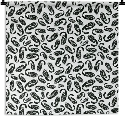 Produktbild von MuchoWow® Wandteppich Wandbehang Uhr - Schwarz und Weiß - Muster 150x150 cm Tapisserie Dekoration Wandtuch - Wohnaccessoires - Modernes