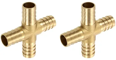 Productafbeelding van 2 stuks messing 4-weg buisschroefverbinding 5/8 inch kruisstuk