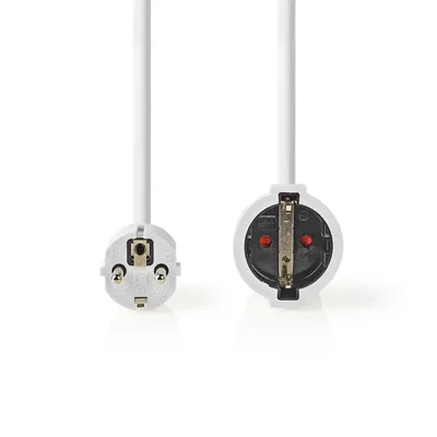 Produktbild von Nedis Strom-Verlängerungskabel - Schutzkontaktstecker - Schutzkontaktsbuchse - Gerade - Gerade - Vernickelt - 5.00 m - Rund - Weiss - Label