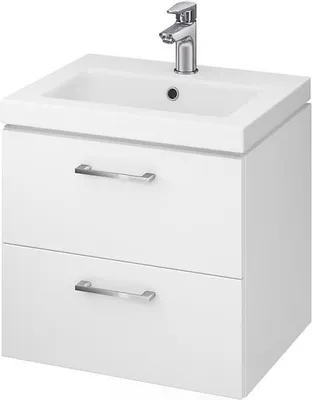 Produktbild von BADLAND Badmöbel Set Badezimmerschrank mit Keramikwaschbecken, 2-Schubladen LARA COMO 50 Weiß