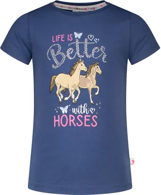 Produktbild von Salt and Pepper® Mädchen T-Shirt Pferde, Größe:92/98, Präzise Farbe:Blau