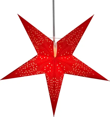 Papierstern 60 cm, faltbar, beleuchtet, rot, Weihnachtsdeko