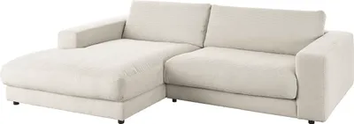 Produktbild von KAWOLA Sofa MADELINE Ecksofa Cord hellgrau Longchair links