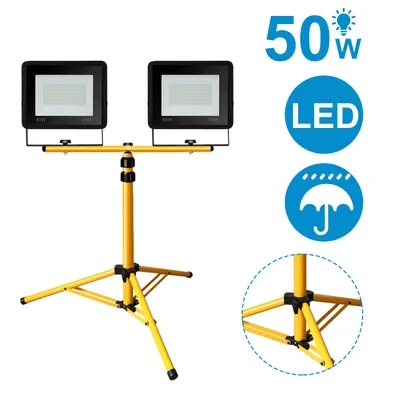 Produktbild von Jopassy LED Fluter mit Stativ Strahler Außen Baustrahler IP66 Flutlicht für Garten Hinterhof Hof 2X50W Kaltweiß