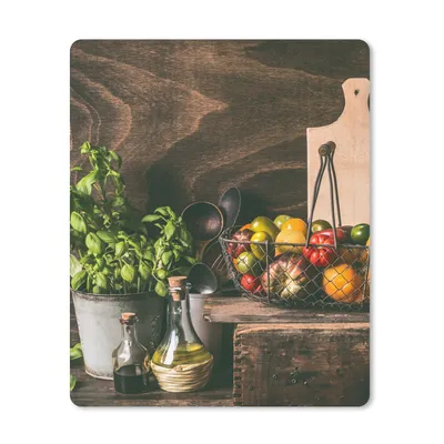 Produktbild von MuchoWow® Mauspad Mousepad Gemüse - Kräuter - Rustikal - Stilleben - Basilikum 30x40 cm - Mousepads - Maus Mat - Pad - Mausunterlage - Mausmatten