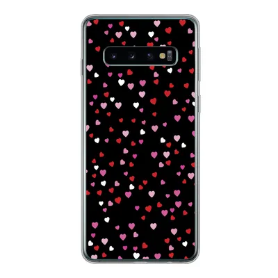 Produktbild von MuchoWow® Handyhülle Schutzhülle Hülle für Samsung Galaxy S10 Eine Illustration mit Herzen auf einem schwarzen Hintergrund Silikon Softcase Handy Hülle - Handytasche
