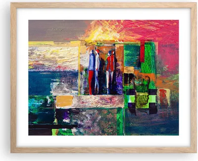 Produktbild von Gerahmtes Poster - Rahmen in heller Eiche - Abstraktion modern - 50x40 cm - Wand Bild - Wanddeko - Wandbilder - Wandposter - Bilderrahmen - Bilder - Kunstdruck - Wandbild - P2NAA50x40-3670