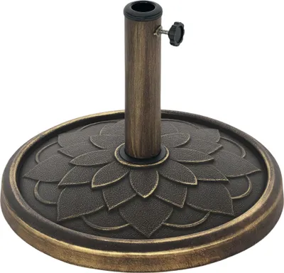 Image de Outsunny Pied de parasol rond 12 kg, socle parasol extšŠrieur en ršŠsine, pour m?t de ? 32,38 et 48 mm, base de parasol pour jardin patio terrasse, ? 46 x 34 cm, bronze