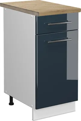Produktbild von Küchenunterschrank Vicco Fame-Line Dunkelblau Hochglanz 40 cm , AP Eiche, Model 49560