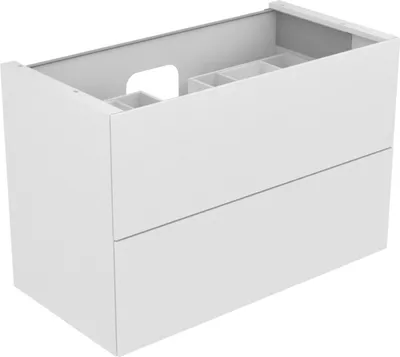 Produktbild von Keuco Edition 11 Waschtischunterbau 1050 x 700 x 535 mm mittig mit 2 Auszüge und Beleuchtung - Weiß Glas / Lack Matt - 31352300100