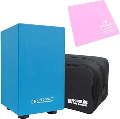 Obrázek produktu pro keepdrum Junior Cajon Blue s taškou s podložkou na sedadlo Pink