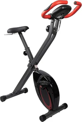 Immagine prodotto di Cyclette pieghevole, attrezzo per l'allenamento a casa, bicicletta fitness con computer LCD, cyclette pieghevole, include monitoraggio della frequenza cardiaca, peso massimo dell'utente: 110 kg, 8 livelli di resistenza