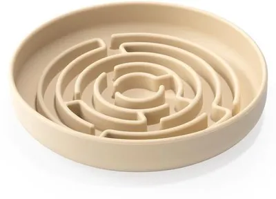 Produktbild von Hundennahrungsschüssel Slowfeeder mit großem Saugnapf für Hunde und Katzen, beige, groß