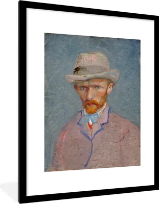 Produktbild von MuchoWow® MuchoWow® Gerahmtes Poster Selbstporträt - Vincent van Gogh 60x80 cm - Poster mit zchwarzem Bilderrahmen - Wohnzimmer - Dekorationen - Prämie