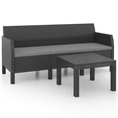Immagine prodotto di Set Divani da Giardino 2 pz con Cuscini in Rattan PP Antracite