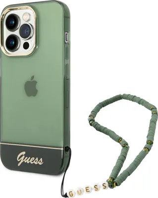 Produktbild von Guess iPhone 14 Pro Hardcase Backcover - Translucent - Whiteh strap - Green