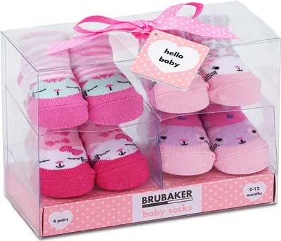 Image de BRUBAKER 4 paires de chaussettes pour bébés filles 0-12 mois - en emballage cadeau