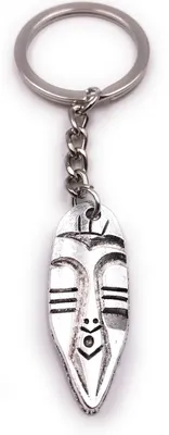 Produktbild von Onwomania Schlüsselanhänger Maske Afrika Gesicht silber Anhänger Keychain