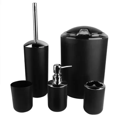 Image de Ensemble de salle de bain comprenant 6 pièces, avec porte-brosses à dents et distributeur de savon
