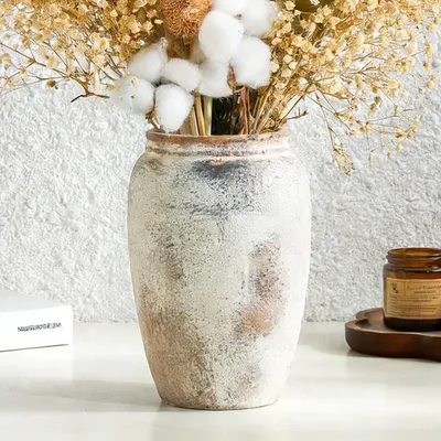 Obrázok produktu pre Omgoods – Rustikálna terakotová váza na kvety, výška 21 cm