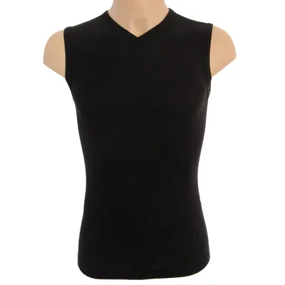 Produktbild von HERMKO 63050 Herren Funktions Tank Top mit V-Ausschnitt Funktionsunterwäsche Unterhemd aktiv schnelltrocknend Muskelshirt, Größe:D 10 = EU 4XL, Farbe:schwarz