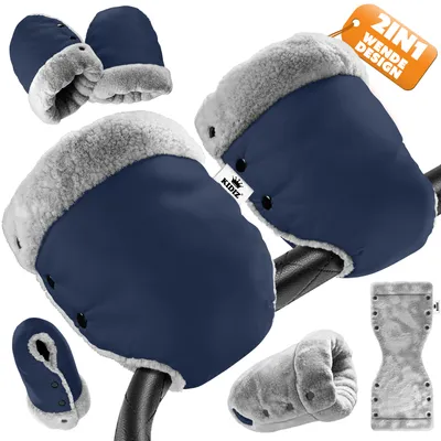 Produktbild von KIDIZ® Handwärmer Kinderwagen Handschuhe Handmuff Kinderwagenmuff mit warme Plüschmaterial Fleece und Baumwolle Innenseite Wasserdicht Winddicht Handwärmer Universalgröße für alle Kinderwagen Buggy