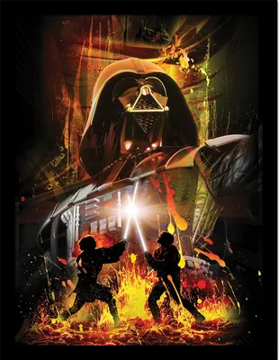 Produktbild von Star Wars - Gerahmtes Poster "Episode III Epic Battle" PM8591 (40 cm x 30 cm) (Schwarz/Gelb/Orange)