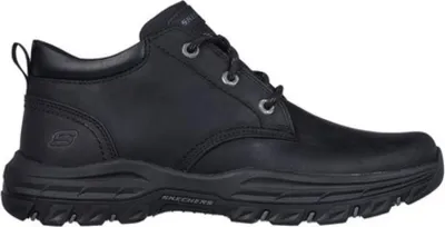 A black Skechers men's boot is shown against a white background.