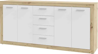 Produktbild von Sideboard Anrichte 197 cm weiß - Artisan Eiche - BACCIO - Die Möbelfundgrube
