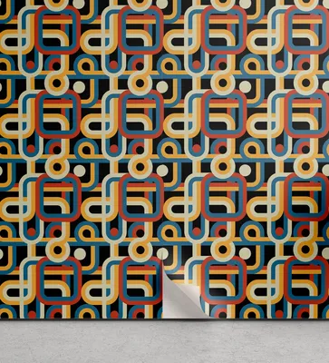 Produktbild von ABAKUHAUS Retro abziehbare & klebbare Tapete für Zuhause, Geometrische bunte Streifen, selbstklebendes Wohnzimmer Küchenakzent, 33 cm x 250 cm, Mehrfarbig