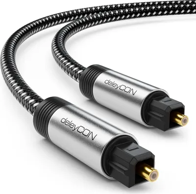 Produktbild von deleyCON 3m Toslink Kabel Optisches Digital Audio Kabel mit Metallstecker & Nylon Mantel - SPDIF Lichtwellenleiter Kabel